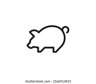 Pig flat icon. Thin line signs for design logo, visit card, etc. Single high-quality outline symbol for web design or mobile app. Pig outline pictogram.