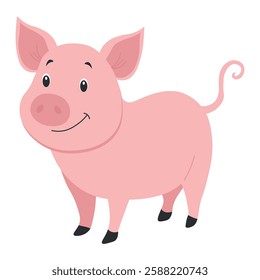 Pig in flat style. Vector illustration of an animal on a farm