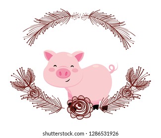 pig with flower arrangement