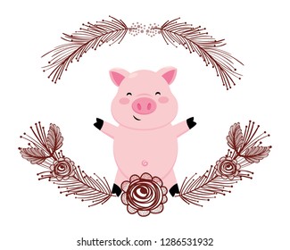 pig with flower arrangement