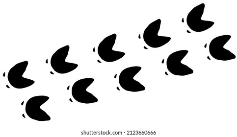 Pig  footprint path. Vector silhouette hoof steps 