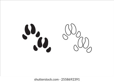 Pig footprints, footprints icons in different styles, cute animal paths