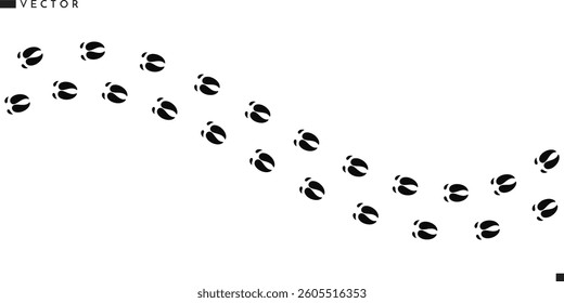 Pig footprints silhouette. Animal footprints vector 