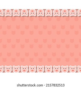 Pig with frame for banner, poster, and greeting card
