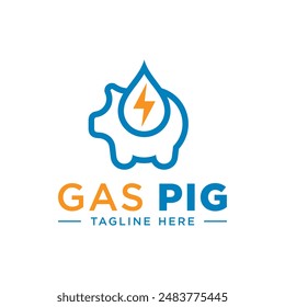 pig gas electricity outline logo design