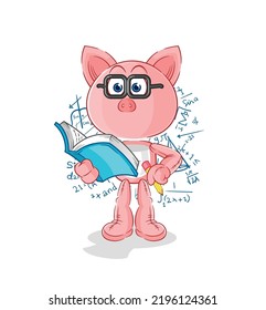 the pig geek cartoon. cartoon mascot vector