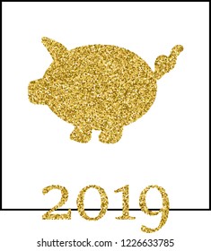Pig in a golden texture