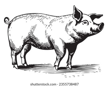 Schweinefleisch im grafischen Stil Landwirtschafts- und Tierzuchtgrafik