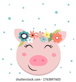 pig greeting card, baby shower