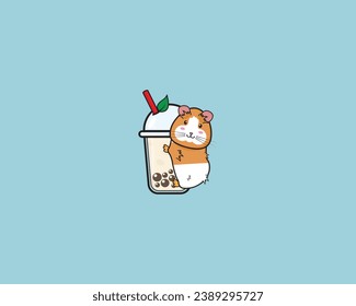 Pig Guinea cute drink bubble tea