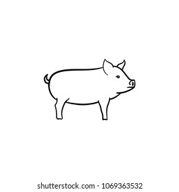 Pig hand drawn outline doodle icon. Piglet for barbecue vector sketch illustration for print, web, mobile and infographics isolated on white background.