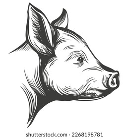 pig hand drawn vector illustration sketch