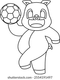 Pig Handball player Handball Animal Vector Graphic Art Illustration