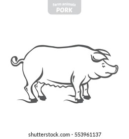 Pig hand-drawn vector illustration.