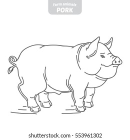 Pig hand-drawn vector illustration.