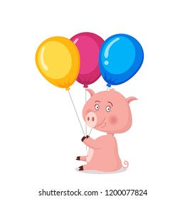 pig happy birthday greeting card