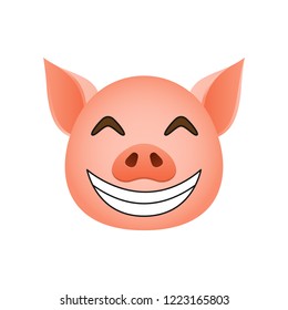 Pig in happy emoji icon. Element of new year symbol icon for mobile concept and web apps. Detailed Pig in happy emoji icon can be used for web and mobile