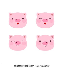 Pig happy faces set