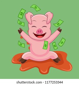 Pig Happy get many money