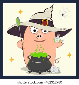 pig in hat brews a potion