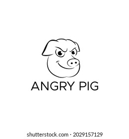 pig head angry facial expression logo