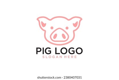 Pig head animal logo design	
