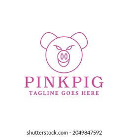 pig head animal Logo vector design. piggy symbol icon graphic. funny character emblem evil for Company and business