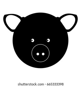 Pig head black icon .