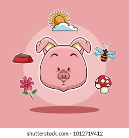 Pig head cartoon