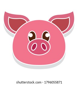 Pig head cartoon. Animal cartoon icon - Vector