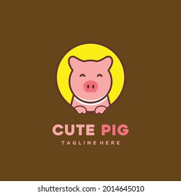 Pig head, cute pig logo design icon vector	