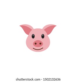 Pig head / face or pork bacon flat vector color icon for animal apps and websites
