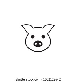 Pig head / face or pork bacon flat vector color icon for animal apps and websites