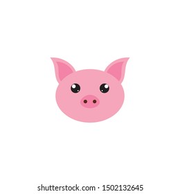 Pig head / face or pork bacon flat vector color icon for animal apps and websites