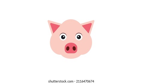 Pig head  face or pork bacon flat vector color icon for animal apps and websites