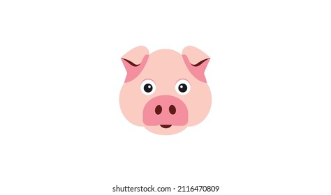 Pig head  face or pork bacon flat vector color icon for animal apps and websites