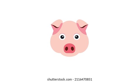 Pig head  face or pork bacon flat vector color icon for animal apps and websites