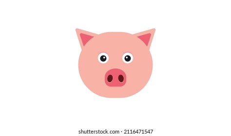 Pig head  face or pork bacon flat vector color icon for animal apps and websites