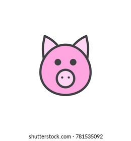 Pig head filled outline icon, line vector sign, linear colorful pictogram isolated on white. Symbol, logo illustration. Pixel perfect vector graphics