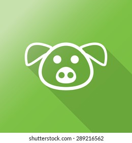 pig head flat icon with long shadow.