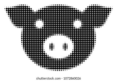 Pig Head halftone vector icon. Illustration style is dotted iconic Pig Head icon symbol on a white background. Halftone matrix is round pixel.