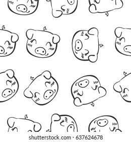 Pig head hand draw doodles
