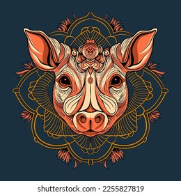 Pig Head Hand Drawn Illustration