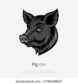Pig head icon isolated on white background. Vector illustration of wild boar face in modern mascot style.