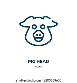 Pig head icon. Linear vector illustration from fauna collection. Outline pig head icon vector. Thin line symbol for use on web and mobile apps, logo, print media.