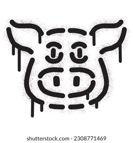 Pig head icon stencil graffiti with black spray paint