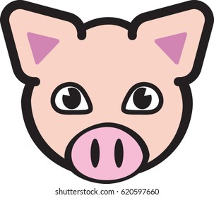 Pig Head Icon - Vector Illustration