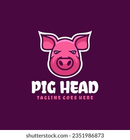 pig head illustration mascot logo design
