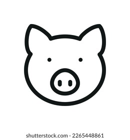 Pig head isolated icon, pork meat vector icon with editable stroke.