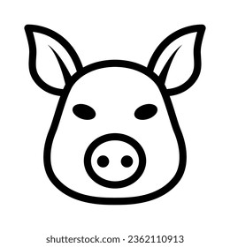 Schweinekotelettsymbol, Konzept der Landtiere, Schweinezeichen auf weißem Hintergrund, Silhouettensymbol im Schweinefleischbereich im Rahmenstil für mobiles Konzept und Webdesign. Vektorgrafik